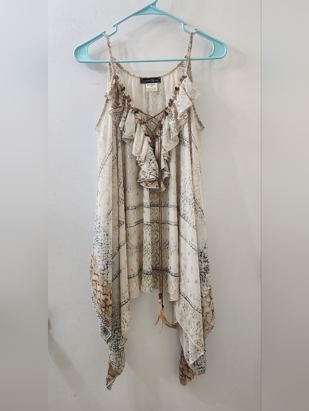 My Story Paris Cream Tank with Subtle Gray Print